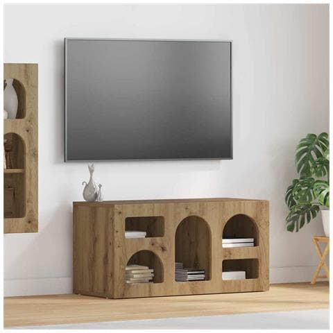 Mobile TV Rovere artigianale 80 x 35 x 40 cm Legno multistrato - Foto 2