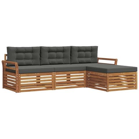 Set di divani da esterno con cuscino 4 pcs Naturale e Antracite - Foto 1