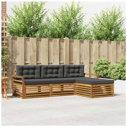 Set di divani da esterno con cuscino 4 pcs Naturale e Antracite - Foto 2
