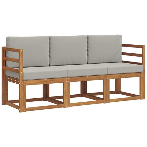 Set di divani da esterno 3 pcs Grigio Naturale e Chiaro - Foto 1