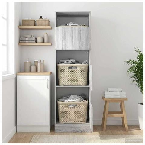 Mobile da lavanderia con porta Grigio Sonoma 50 x 68 x 162 cm - Foto 2