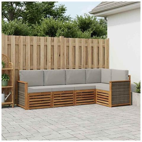 Set divano sezionale con cuscino 4 pcs Naturale e Grigio Chiaro - Foto 2