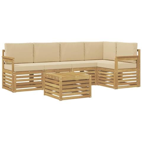 Set di divani da esterno 6 pcs Bianco e Beige 59 x 59 x 37 cm - Foto 1
