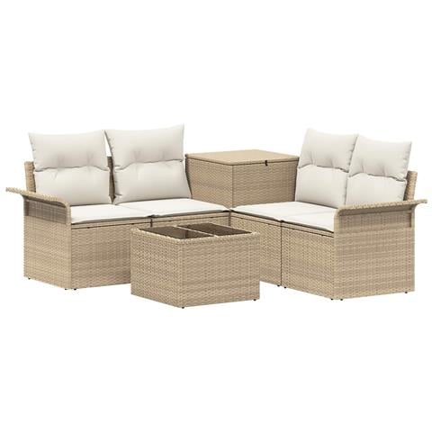 Set di divani 6 pz 4-Numero di posti Beige e Bianco Crema - Foto 1