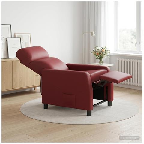Poltrona reclinabile Rosso Vino Similpelle - Foto 2