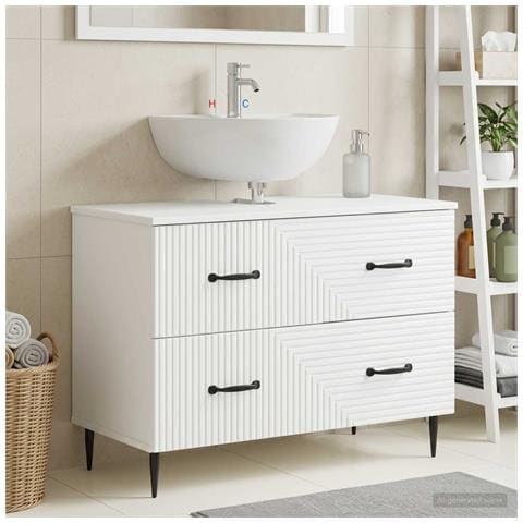 Armadio per Lavabo da Bagno HAARLEM Bianco 82 x 41 x 58,5 cm - Foto 2