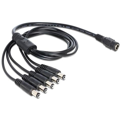 IPW-5521-SP5 - Cavo Splitter DC 5.5x2.1mm da 1 Femmina a 5 Maschio 0,5m Nero - Foto 1