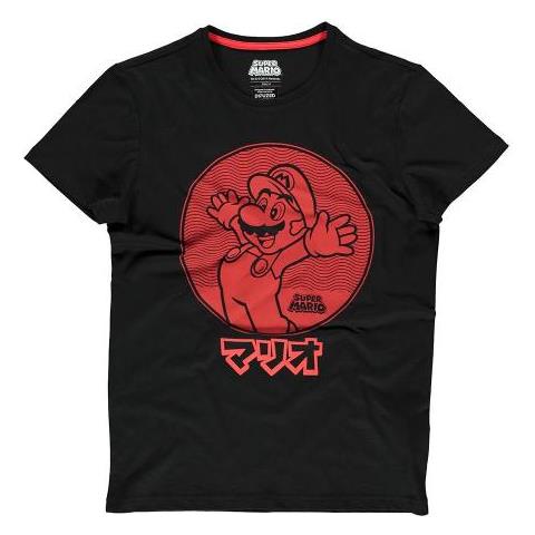 NINTENDO - Super Mario Jumping Mario Maglietta Girocollo Manica Corta  (Super Mario Bros. Red Jumping Mario T-shirt, Unisex, Large, Black [  ts331326ntn-l]) - ePRICE