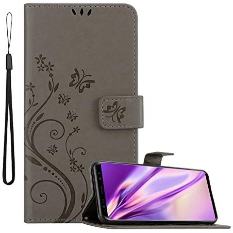 Custodia Compatibile Con Samsung Galaxy S9 Plus In Grigio Fiore - Coperchio Protettivo In Design Floreale Con Chiusura Magnetica, Funzione Stand E Slot Per Carte - Foto 1