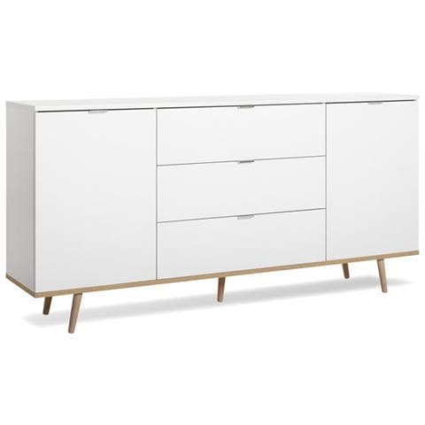 Mobile Credenza 2 Ante 3 Cassetti Bianco E Sonoma 180x40xh. 87 Cm - Foto 1
