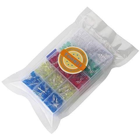 500pcs Led 5mm Diodi Light Emitting Diode Diodi Resistore Kit Diffusa 2pin Round Luce Di Testa Emitting Diodes Colori Assortiti Bianco Rosso Giallo Verde Blu Kit Box - Foto 4