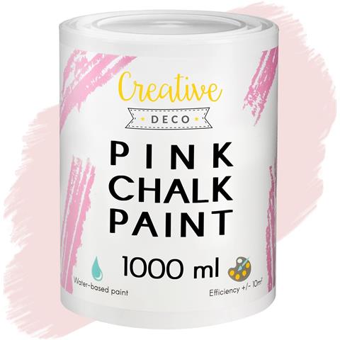 Chalk Paint Rosa | 1l | Vernice Per Legno | Pittura Gesso Opaca Lavabile | Perfetta Per Ristrutturazione Di Mobili, Decorazione E Decoupage | Possibile Effetto Gradiente E Strofinamento - Foto 1
