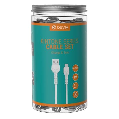 30 Cavi Bulk In Barattolo V2 Micro-usb 5v 2.1a Bianchi - Foto 1