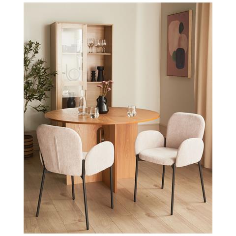 Set Di 2 Sedie Da Pranzo Tessuto Beige Albee - Foto 1