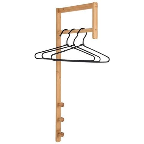 Appendiabiti Da Parete Trento - Marrone - Bamboo - 30x3x82 Cm - Foto 3
