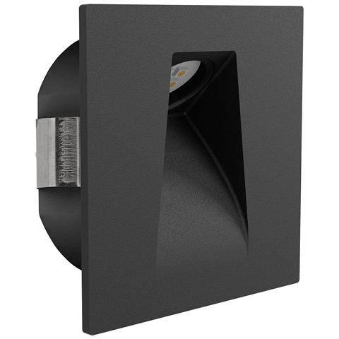 Faretto Ad Incasso Moderno Mecinos In Acciaio Nero Led Integrato 2w 3000k - Foto 1