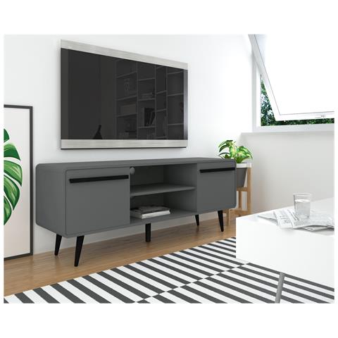Chantal Credenza Bassa Con 2 Cassetti In Truciolare Grigio E Nero - Foto 5