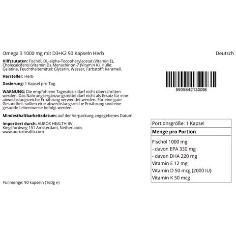 Omega 3 1000 Mg Con D3+k2 90 Capsule Herb - Foto 2