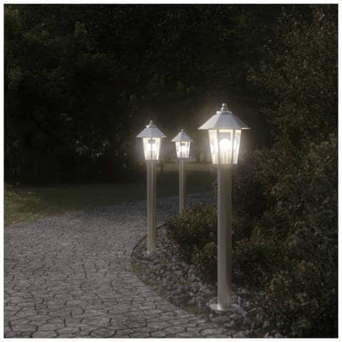 Lampada Da Terra Per Esterni Argento 80 Cm In Acciaio Inox - Foto 3