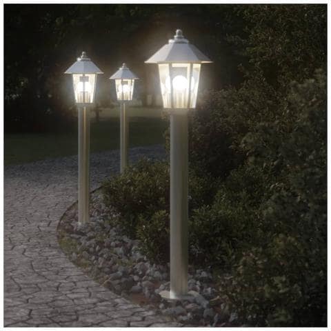Lampada Da Terra Per Esterni Argento 80 Cm In Acciaio Inox - Foto 1