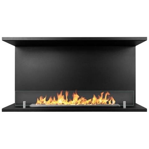 Camino Bioetanolo Da Parete Biocamino Da Incasso 1,5 Lt Riscaldamento 30 M2, Bruciatore In Acciaio Con Vetro Temperato - 90 Cm Nero - Foto 1