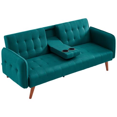 Inverness Divano Letto A 3 Posti Con Tavolo Centrale Pieghevole - Verde - Foto 1