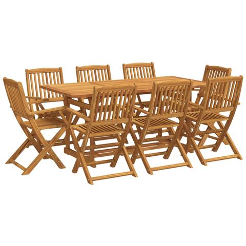 Set Da Pranzo Da Giardino 9pz 180x90x75cm Legno Massello Acacia - Foto 2