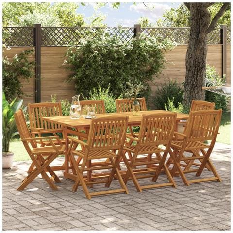Set Da Pranzo Da Giardino 9pz 180x90x75cm Legno Massello Acacia - Foto 1