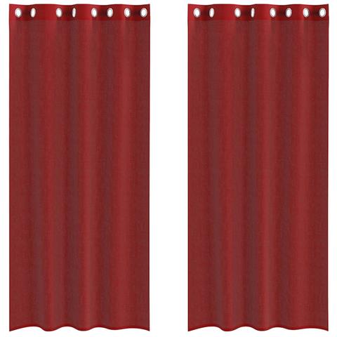 Tende In Voile Con Occhielli 2 Pz Rosso Vino - Foto 2