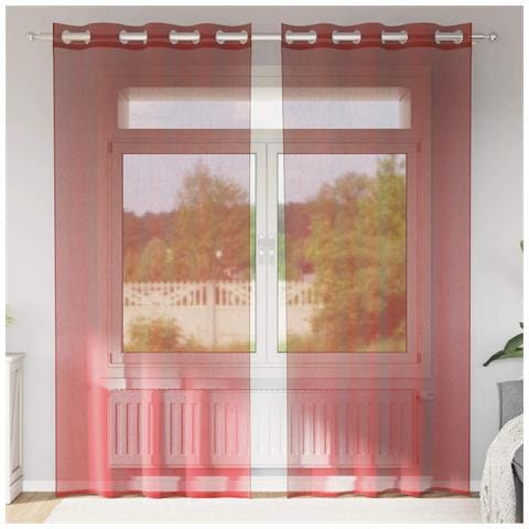 Tende In Voile Con Occhielli 2 Pz Rosso Vino - Foto 1