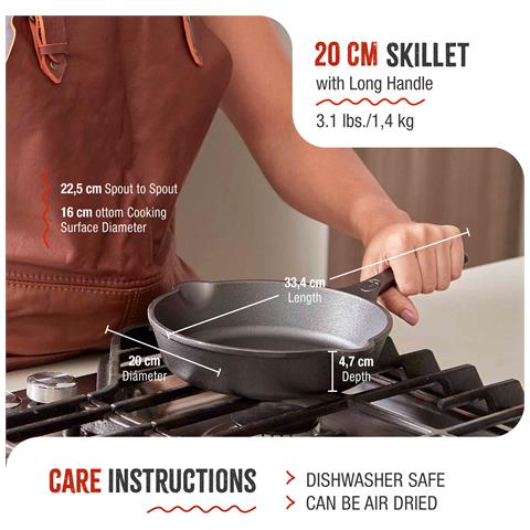 31923 Padella In Ghisa Smaltata Induzione Da 20 Cm Per Fuoco, Barbecue, Forno Nero - Foto 2