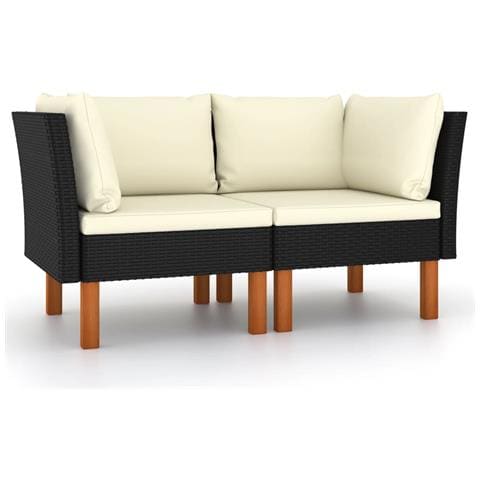 Poltrone Angolari 2 Pz Polyrattan E Legno Massello Di Eucalipto - Foto 2