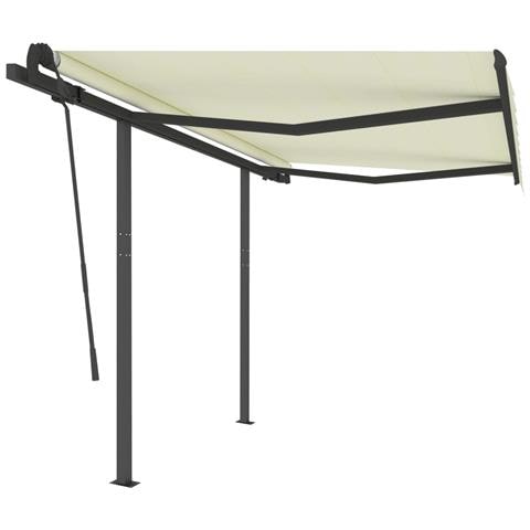 Tenda Da Sole Retrattile Automatica Con Pali 3,5x2,5 M Crema - Foto 1