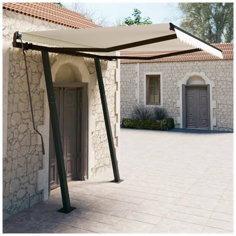 Tenda Da Sole Retrattile Automatica Con Pali 3,5x2,5 M Crema - Foto 8