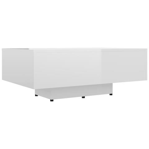 Tavolino Da Salotto Bianco Lucido 85x55x31 Cm Legno Multistrato - Foto 1