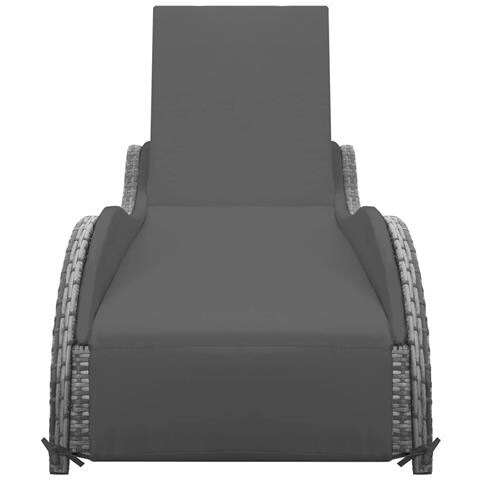 Lettino Prendisole Con Cuscino In Polyrattan Antracite - Foto 1