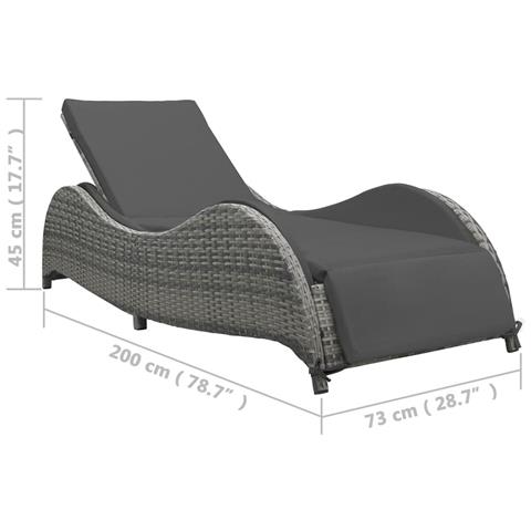 Lettino Prendisole Con Cuscino In Polyrattan Antracite - Foto 6