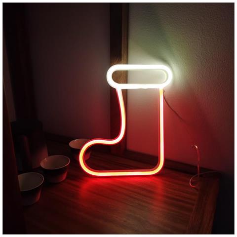 Lampada Led Al Neon Per Calze Di Natale Con Supporto A Parete E Porta Usb-a - Foto 2