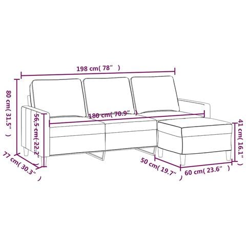 Divano a 3 Posti con Poggiapiedi Marrone 180 cm in Velluto - Foto 2