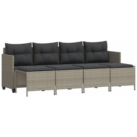 Set Divano da Giardino 5pz con Cuscini Grigio Chiaro Polyrattan - Foto 1