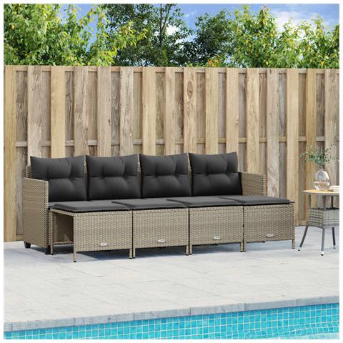Set Divano da Giardino 5pz con Cuscini Grigio Chiaro Polyrattan - Foto 2