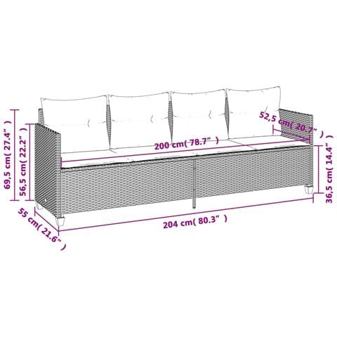 Set Divano da Giardino 5pz con Cuscini Grigio Chiaro Polyrattan - Foto 9