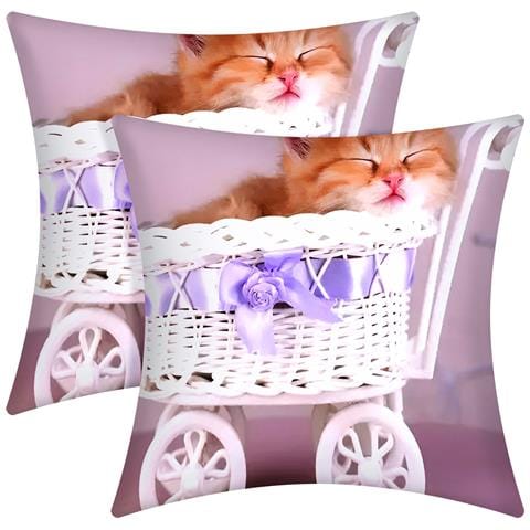 Set Di 2 Copricuscini 40x40 Cm Kitten Design Basket - Foto 2