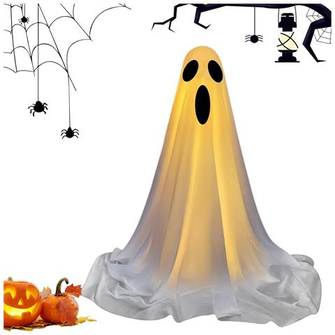 Decorazione Di Halloween Fantasma Spaventoso In Piedi Luminoso 85 Cm Bianco - Foto 1
