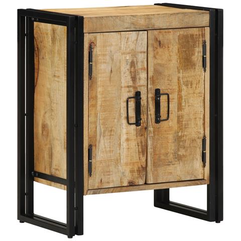 Armadio per scarpe  Nero 30x30x40 cm Legno massello di mango e acciaio - Foto 1