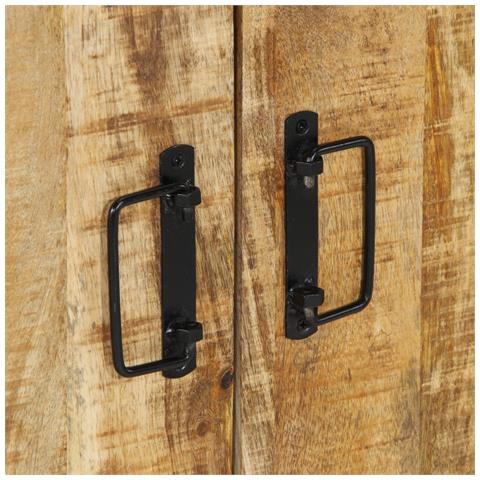 Armadio per scarpe  Nero 30x30x40 cm Legno massello di mango e acciaio - Foto 9