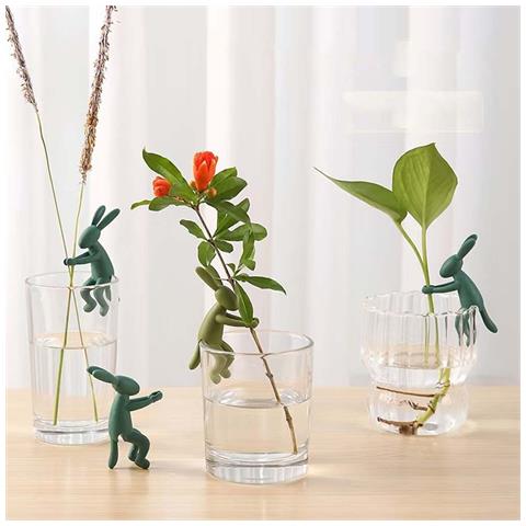 5 Pezzi Clip Di Supporto Per Piante Idroponiche A Forma Di Coniglio - Simpatico Stabilizzatore Di Fissaggio Per Idroponica, Giardino E Acquario Green - Foto 2