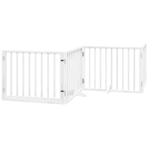Cancello Cani Porta Pieghevole Bianco 4 Pannelli 320 cm Pioppo - Foto 1