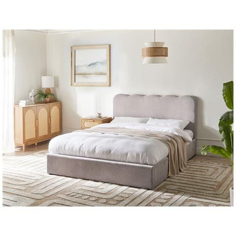 Letto Contenitore Ciniglia Nanterre 160 X 200 Cm Beige - Foto 1