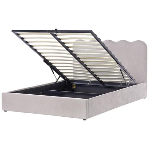 Letto Contenitore Ciniglia Nanterre 160 X 200 Cm Beige - Foto 2